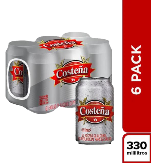 Sixpack Cerveza Costeña en lata 330 ml